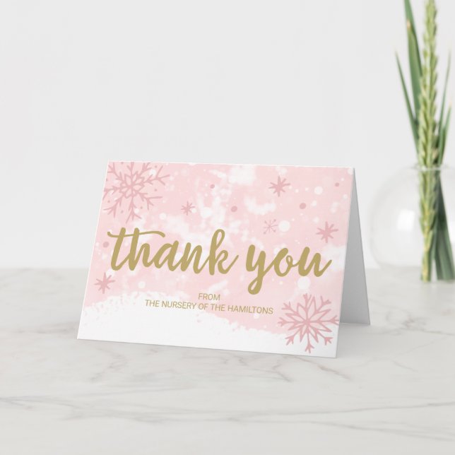 Cartão Lavanda Flocos de neve Chá de fraldas de inverno O (Frente)