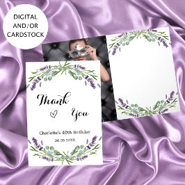 Cartão Lavanda violeta floral obrigado de aniversário de 