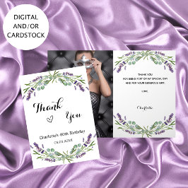 Cartão Lavanda violeta floral obrigado de aniversário de 