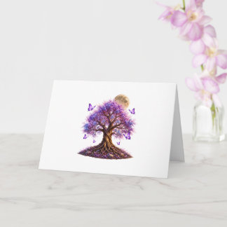 Cartão Lavender Blossom Moon Tree Greeting Card