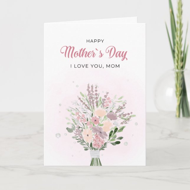 Cartão Lavender Watercolor Floral Mother's Day (Frente)