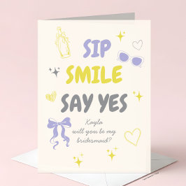 Cartão Lavender + Yellow Doodle Bridesmaid Proposal