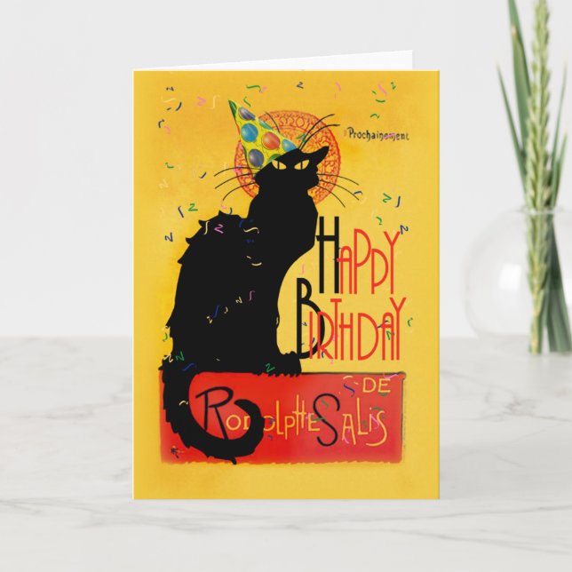 Cartão Le Chat Noir Feliz Aniversário (Frente)