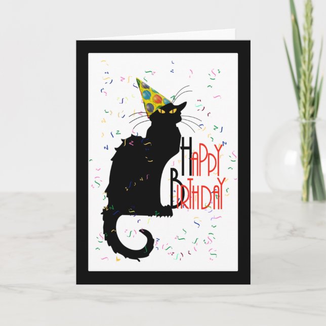 Cartão Le Chat Noir Happy Birthday (Frente)