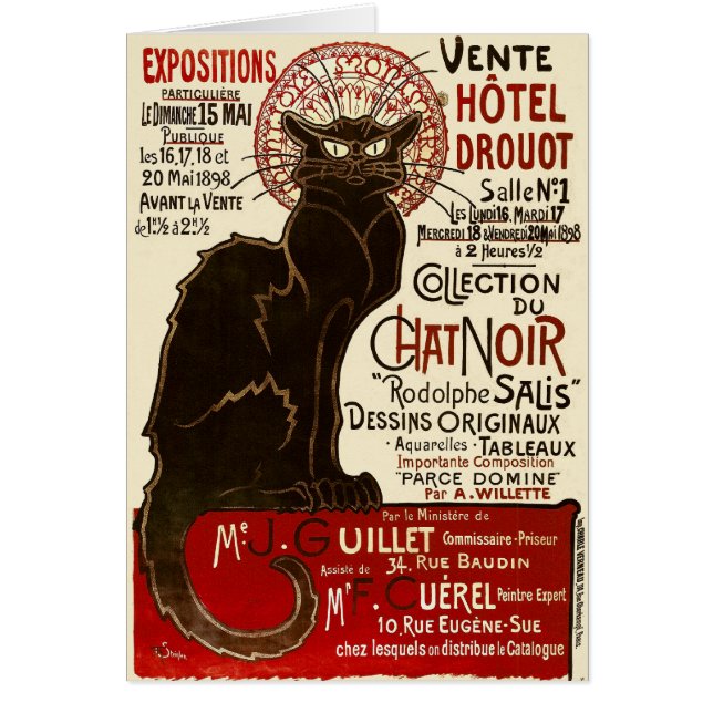 Cartão Le Chat Noir, Vente Hôtel Drouot (Frente)