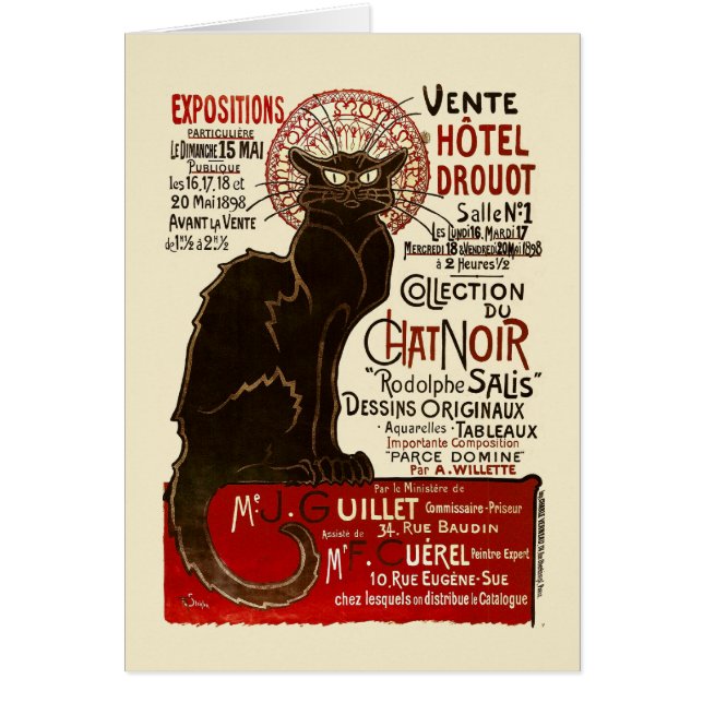 Cartão Le Chat Noir, Vente Hôtel Drouot (Frente)