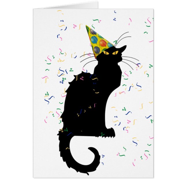 Cartão Le Chat Party Hat & Confetti (Frente)