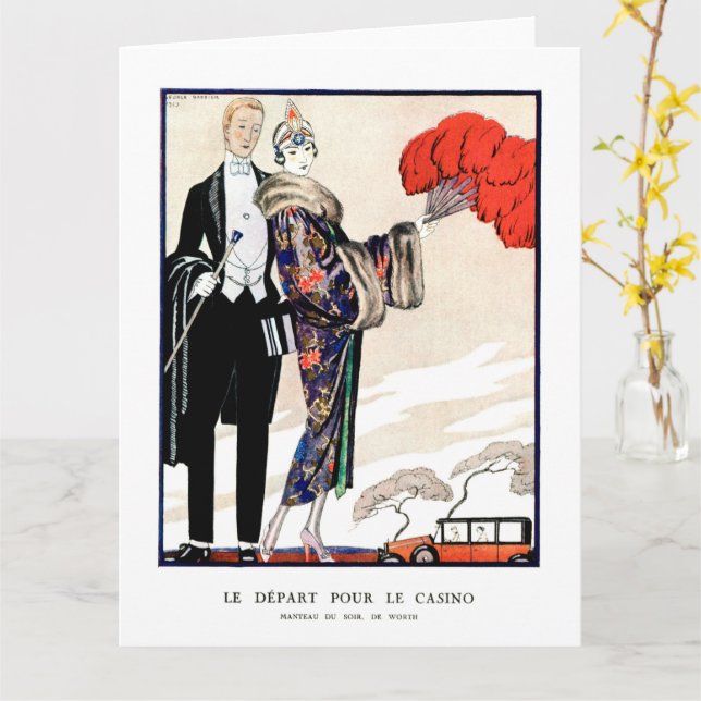 Cartão Le départ pour le casino por George Barbier (Flor Amarela)