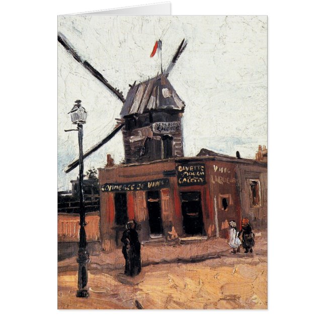 Cartão Le Moulin de la Galette por Vincent van Gogh (Frente)