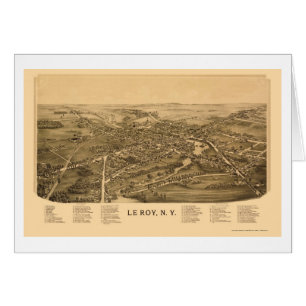 Cartão Le Roy, mapa panorâmico de NY - 1892