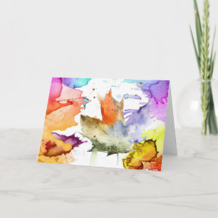 Cartão Leaf watercolor blank note card.