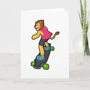 Cartão Leão como Skatista com Skate