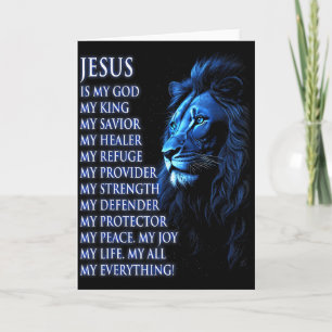 Cartão Leão Cristão Jesus É Meu Rei, Deus, Senhor, E Sa