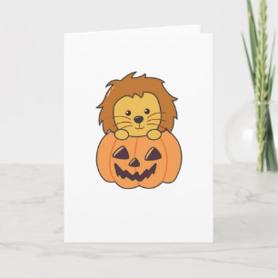 Cartão Leão De Pumpkin Orange Koalas Halloween Lion