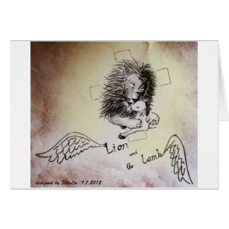 Cartão Leão e cordeiro