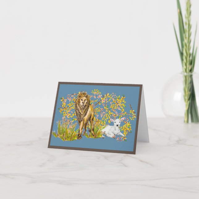 Cartão Leão e Lamb (Frente)