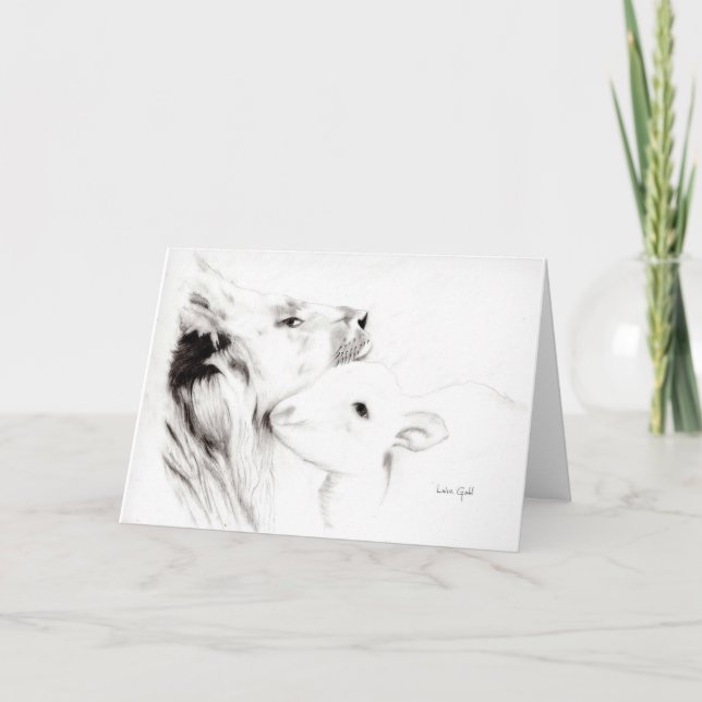 Cartão Leão e o cordeiro (Frente)