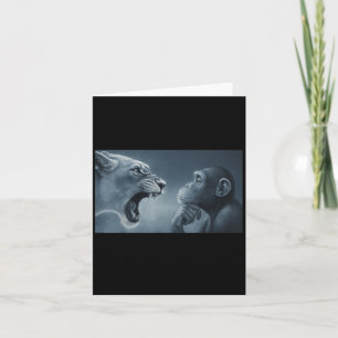 Cartão Leão Gritando Em Macaco, Macaco E Monge-Memória Li