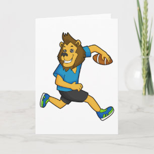 Cartão Leão Jogador de Rugby Futebol