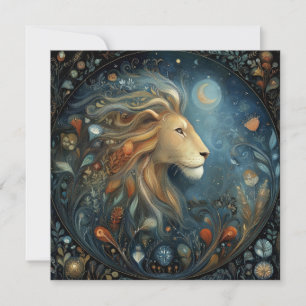 Cartão Leão Leão Zodíaco Astrologia Aniversário Celestial