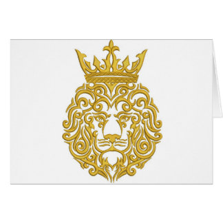 Cartão leão na coroa, imitação do bordado
