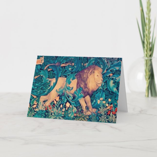 Cartão Leão na Floresta, William Morris (Frente)