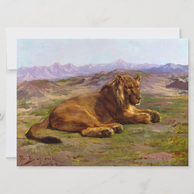 Cartão Leão selvagem no Masai Mara (Frente)