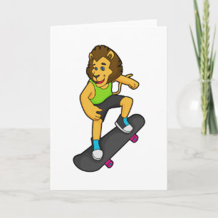 Cartão Leão Skater Skateboard