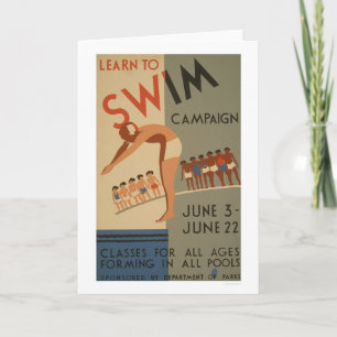 Cartão Learn To Swim NYC 1940 WPA