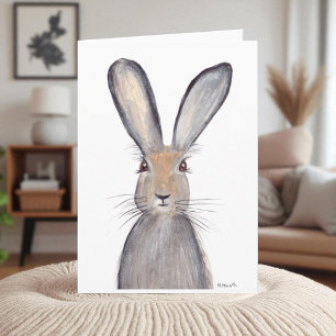 Cartão Lebre coelho aquarela animal floresta Fofo