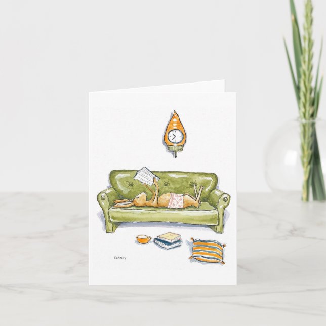 Cartão Lebre confortável (Frente)