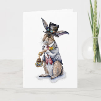Cartão Lebre de Março Steampunk