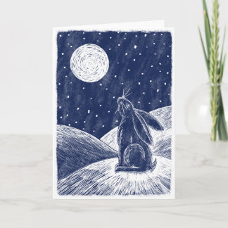Cartão Lebre Lunar na neve