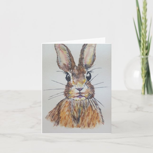 Cartão Lebre (vazio) - Aquarela e Natureza da Tinta (Frente)