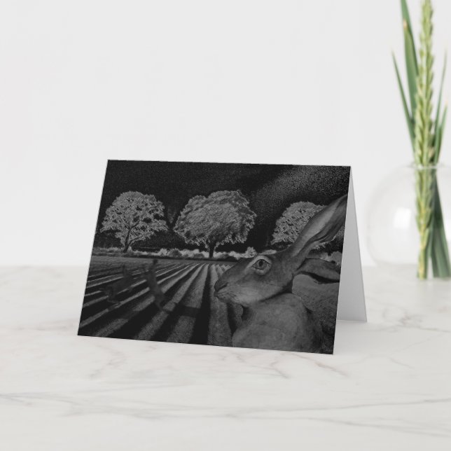 Cartão Lebres na noite (Frente)