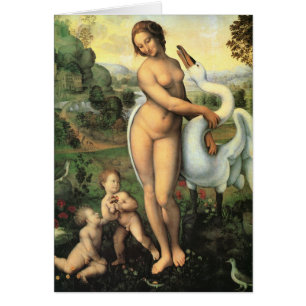 Cartão Leda e o Cisne de Leonardo da Vinci