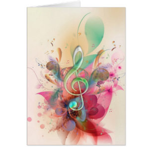 Cartão Legal aquarelas trible clef music notes swirings