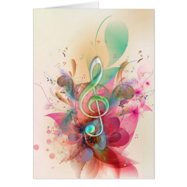 Cartão Legal aquarelas trible clef music notes swirings (Frente)