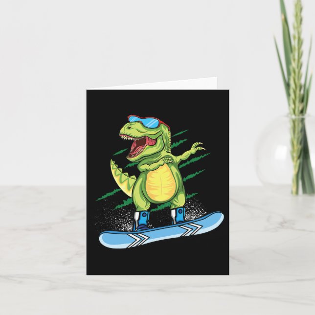 Cartão Legal Dinossauro Snowboard Dabbing T Rex Sn (Frente)
