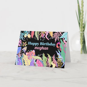 Cartão Legal Trendy Watercolor Tropical Jungle Birthday