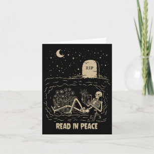 Cartão Leia Em Paz Skeleton Lendo Livros Engraçado Hallow