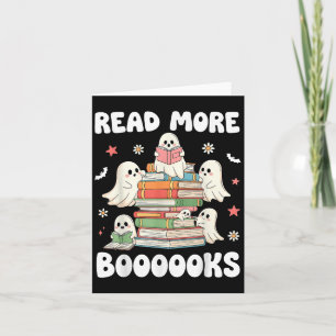 Cartão Leia Mais Livros Ghost Leading Book Halloween