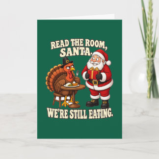 Cartão Leia O Quarto Papai Noel Ainda Comendo Ação de Gra