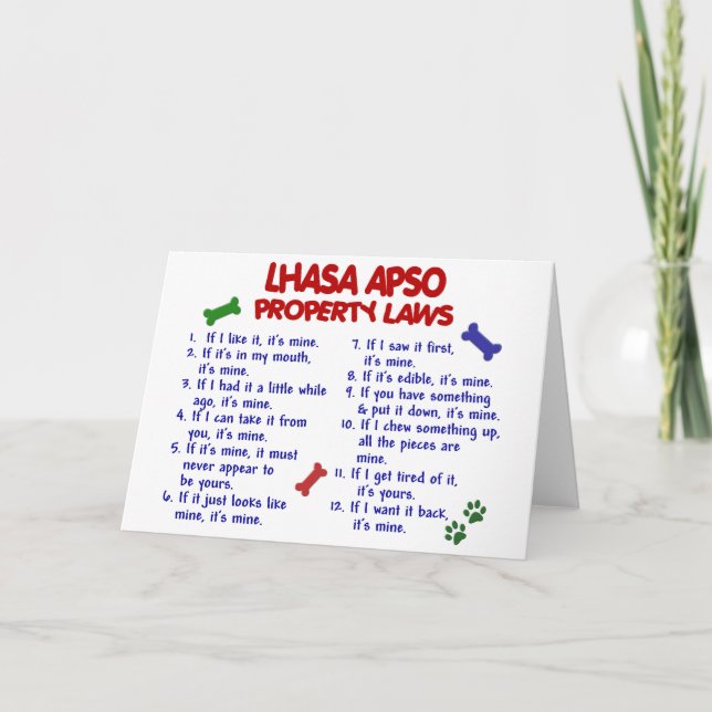 Cartão Leis 2 da propriedade de LHASA APSO (Frente)