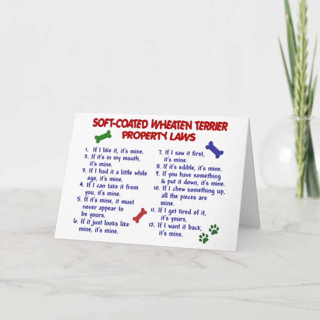 Cartão Leis 2 da propriedade de SOFT-COATED TERRIER (Frente)