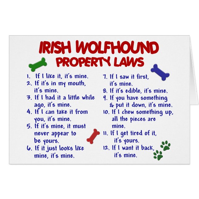 Cartão Leis 2 da propriedade do WOLFHOUND IRLANDÊS (Frente Horizontal)