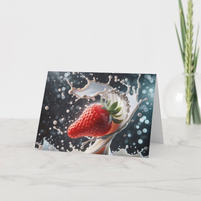 Cartão Leite de Morango para Aniversário (Frente)