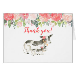 Cartão Leite Vaca Floral Peony Dobrada Obrigado Notas