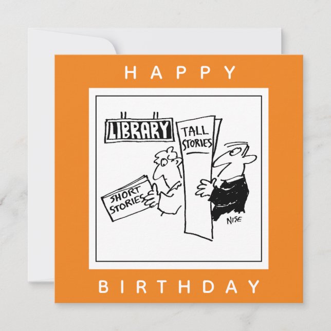 Cartão Leitores de Livro em um Cartoon de Biblioteca (Frente)