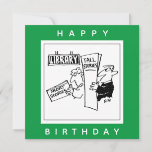 Cartão Leitores de Livro em um Cartoon de Biblioteca